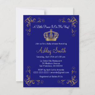 Gold Prince Baby Shower Invitation - Personalised