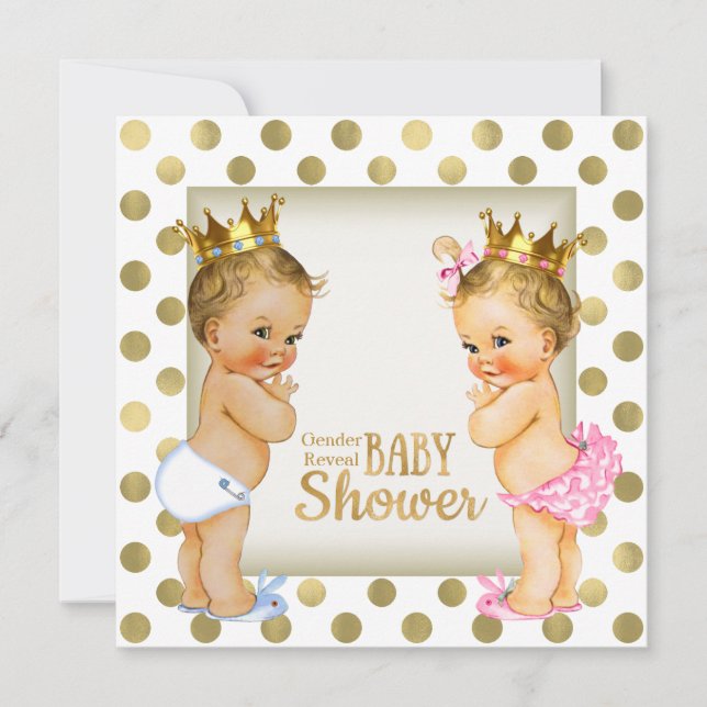 Gold Prince or Princess Gender Reveal Baby Shower Invitation (Front)