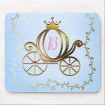Gold Princess Carriage Blue Storybook Mouse Pad<br><div class="desc">custom mouse pad.</div>