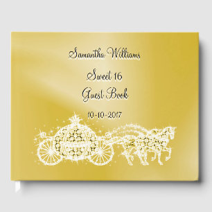 Gold Princess Coach & Horses Sweet 16 Guest Book