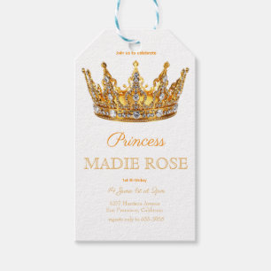 Gold Princess Crown Fairytale Birthday Gift Tags