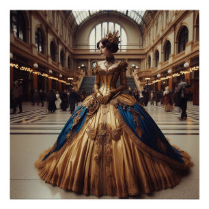 Gold Princess Steampunk Victorian Industrial Poster