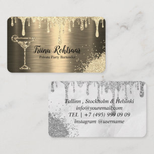 Gold Private Party Bartender Business Card
