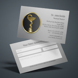 Gold Professional Hygieia Bowl Medical Reminder Appointment Card