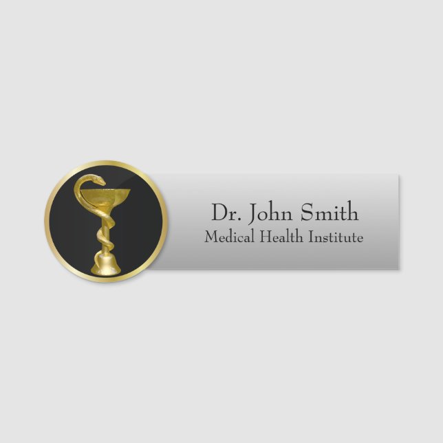 Gold Professional Hygieia Medical Bowl Name Tag (Front)