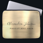 Gold Professional Metallic Monogram Business Laptop Sleeve<br><div class="desc">Modern Gold Girly Make Up and Hair Beauty Salon Faux Metallic Stainless Elegant Monogram Promotional Laptop Bag or Sleeve Promotional (promo) advertisement Case. This classy professional business computer case can be customised to include your monogrammed script signature name and job title profession or position.</div>