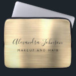 Gold Professional Metallic Monogram Business Laptop Sleeve<br><div class="desc">Modern Gold Girly Make Up and Hair Beauty Salon Faux Metallic Stainless Elegant Monogram Promotional Laptop Bag or Sleeve Promotional (promo) advertisement Case. This classy professional business computer case can be customised to include your monogrammed script signature name and job title profession or position.</div>