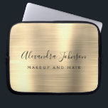 Gold Professional Metallic Monogram Business Laptop Sleeve<br><div class="desc">Modern Gold Girly Make Up and Hair Beauty Salon Faux Metallic Stainless Elegant Monogram Promotional Laptop Bag or Sleeve Promotional (promo) advertisement Case. This classy professional business computer case can be customised to include your monogrammed script signature name and job title profession or position.</div>