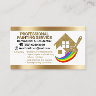 Gold Professional Painting Service Contractor Business Card