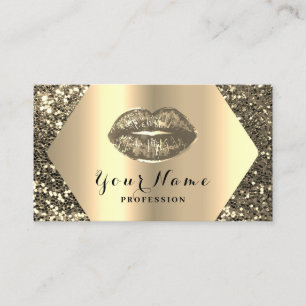 Gold Professional Permanent Makeup Artist Kiss Business Card