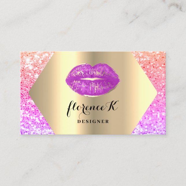 Gold Professional Permanent Makeup Artist Pastel Business Card (Front)