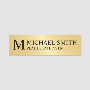 Gold Professional Personalised Monogram and Name Name Tag