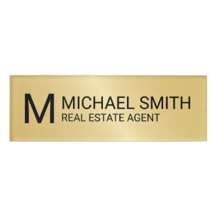 Gold Professional Personalised Monogram and Name Name Tag