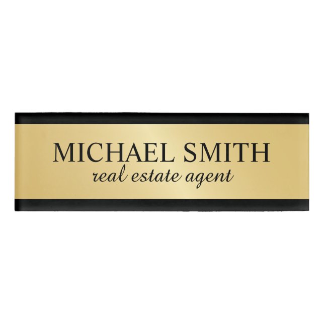 Gold Professional Personalised  Name Tag (Front)