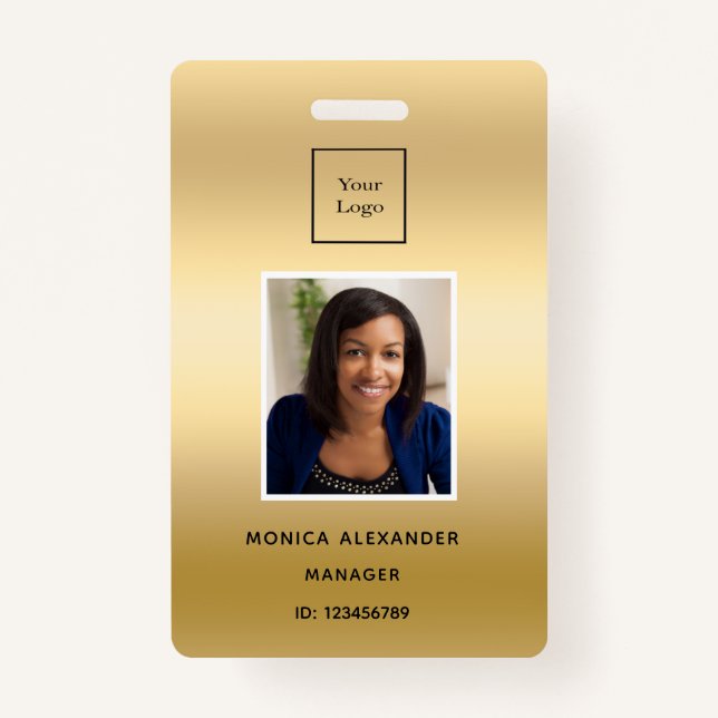 Gold profile photo business corporate ID badge (Front)
