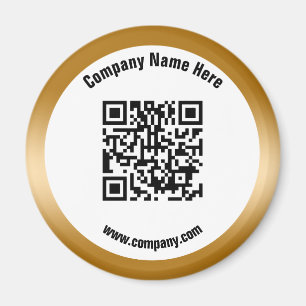 Gold Promotional Business Name QR Code Magnet