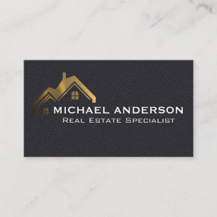 Gold Property Logo   Leather Business Card