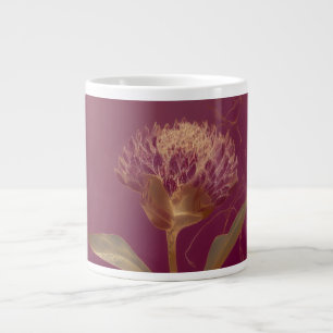 Gold Protea Flower Burgundy Botanical Linework Large Coffee Mug