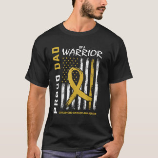 Gold Proud Dad Childhood Cancer Awareness Men Amer T-Shirt