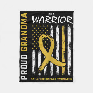 Gold Proud Grandma Childhood Cancer Awareness Amer Fleece Blanket