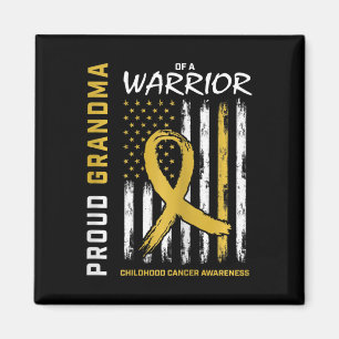 Gold Proud Grandma Childhood Cancer Awareness Amer Magnet
