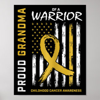 Gold Proud Grandma Childhood Cancer Awareness Amer Poster