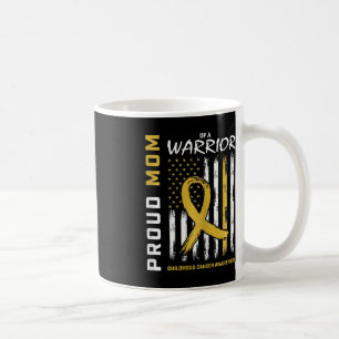 Gold Proud Mum of a Warrior Childhood Cancer Aware Coffee Mug