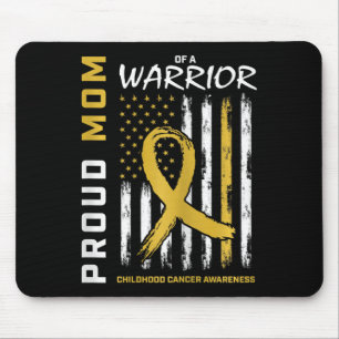 Gold Proud Mum of a Warrior Childhood Cancer Aware Mouse Pad