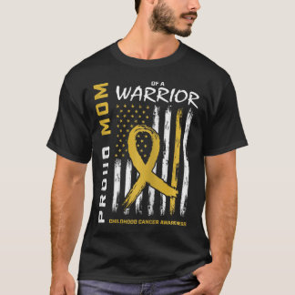 Gold Proud Mum of a Warrior Childhood Cancer Aware T-Shirt