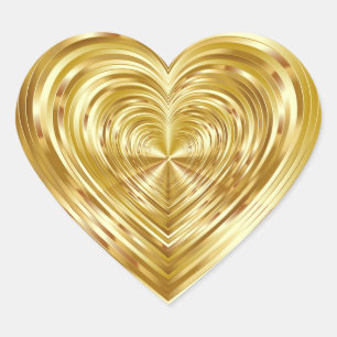 Gold Psychedelic Blank Template Heart Sticker