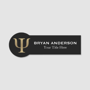 Gold Psychologist Psi Symbol Name Tag