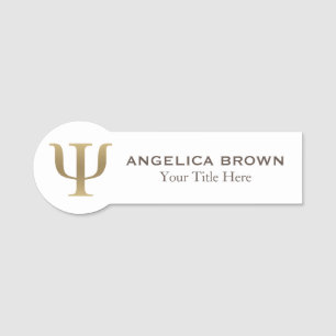 Gold Psychologist Psi Symbol Name Tag