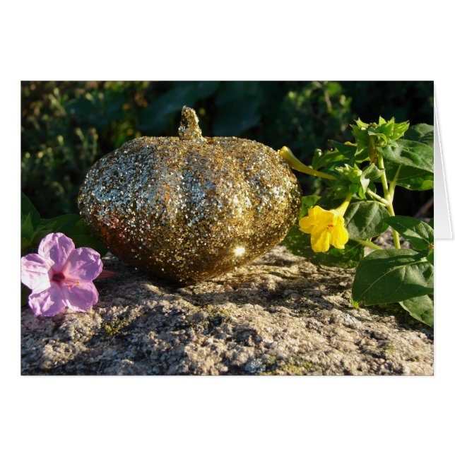 Gold Pumpkin and Four-O-Clock Flowers (Front Horizontal)
