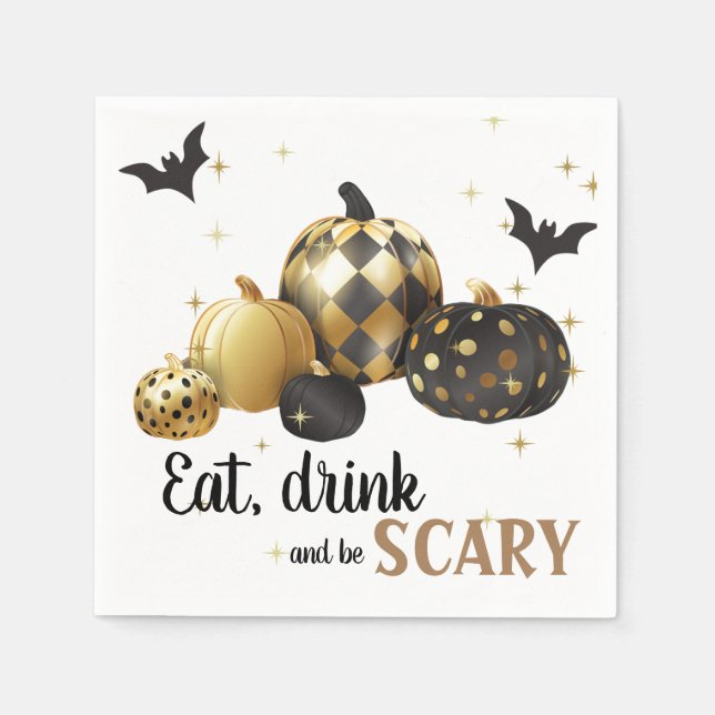 Gold pumpkin elegant halloween Paper Napkin (Front)