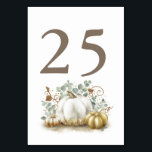 Gold Pumpkin Fall Wedding Table Number Cards<br><div class="desc">Fall Pumpkins Table Number Cards</div>