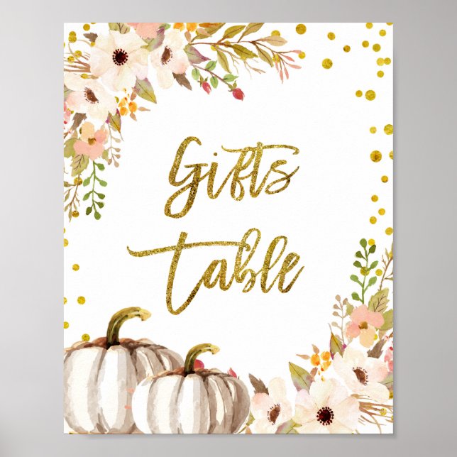 Gold pumpkin Gifts Table Sign (Front)