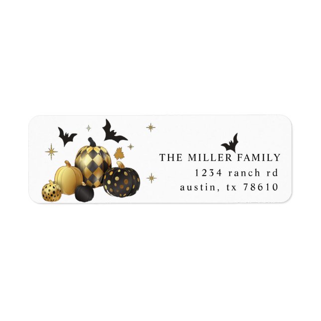 Gold Pumpkin Halloween Return Address Label (Front)