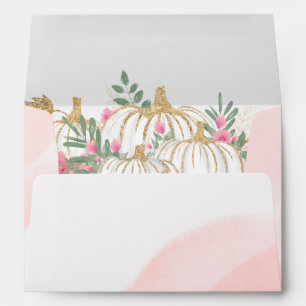 gold pumpkin pre-addressed baby shower envelope