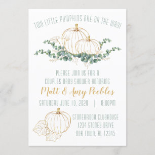 Gold Pumpkin TWIN Baby Shower Invite