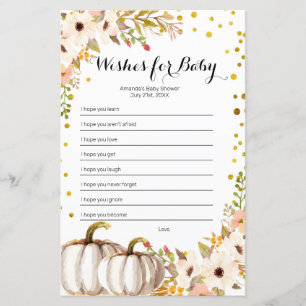 Gold pumpkin Watercolor Wishes for Baby Game