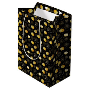 Gold Pumpkins & Webs – Seamless Halloween Pattern Medium Gift Bag