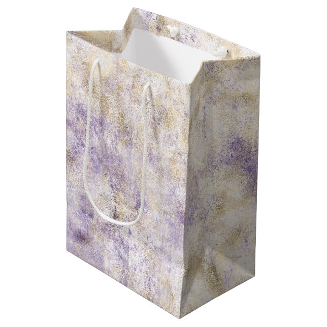 Gold Purple Abstract Medium Gift Bag (Front Angled)