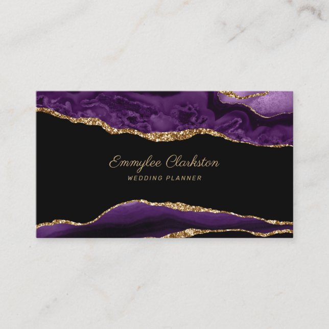 Gold Purple Agate Business Card (Front)