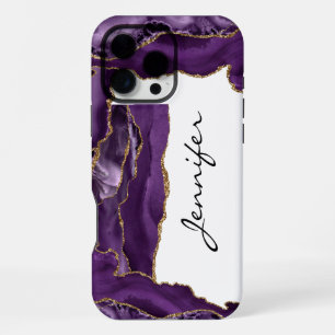 Gold Purple Agate Geode iPhone 16 Pro Max Case