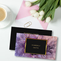 Gold purple amethyst gemstone geode.