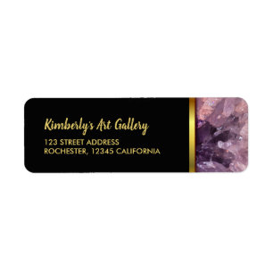 Gold purple amethyst gemstone professional return address label