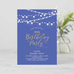 Gold Purple Blue Modern 40th Adult Birthday Party Invitation