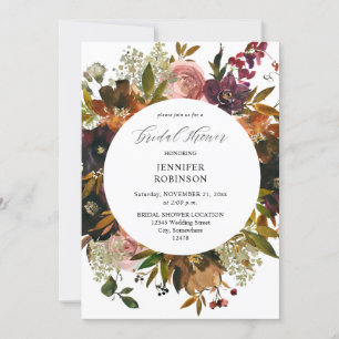 Gold, Purple, & Blush Pink Floral Bridal Shower Invitation