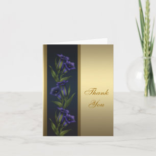Gold Purple Crystal Violets Gold Thank You Card
