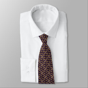 Gold & Purple Diamond Twist Fractal Tie